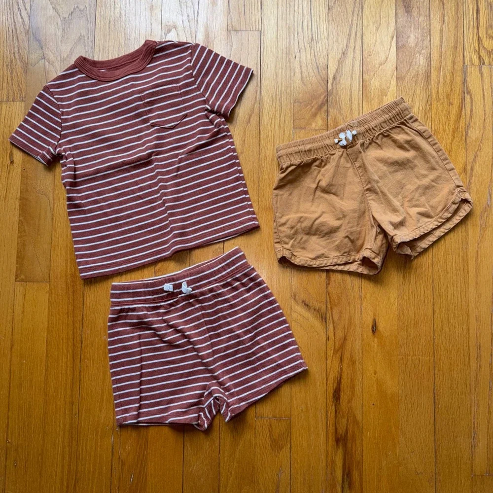 Little Co Lauren Conrad Kids 2T Striped Shirt Shorts 3 pc Set Unisex‎ Neutral